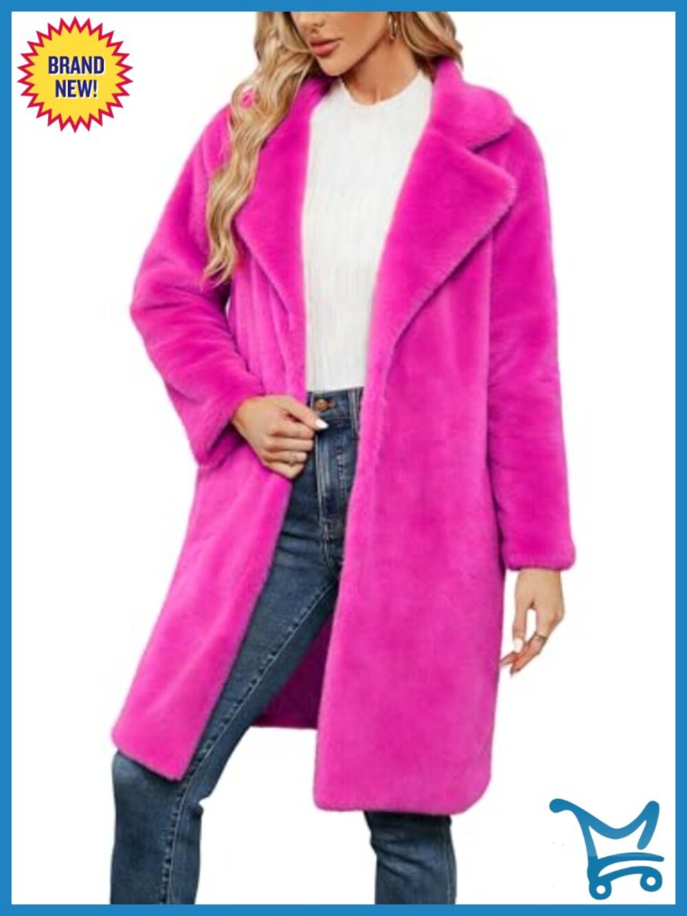Long Faux Fur Coat Fluffy Winter Jacket with Pockets